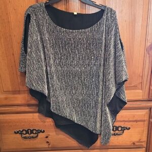 Zara Metallic Black Poncho Sweater